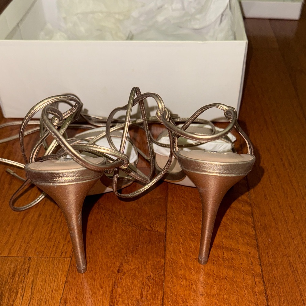 Steve Madden Level Metallic Gold Strappy Heels - Picture 3 of 10